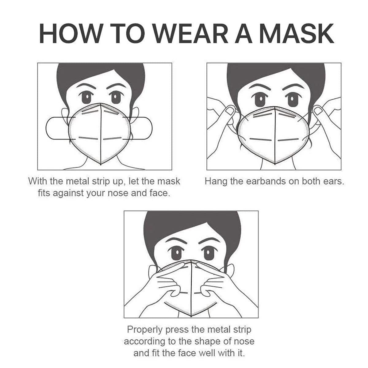 50pcs KN95 Face Mask Black 5 Layer Cup Dust Safety Masks Filter Efficiency≥95% Breathable Elastic Ear Loops Black Masks