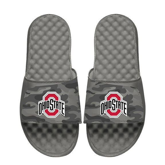 Youth ISlide Gray Ohio State Buckeyes Camo Slide Sandals