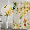 thumbnail image 4 of Spring Floral Shower Curtain Set - 72" x 78" Washable Bathtub Curtain with 12 Hooks, Watercolor Forsythia Flowers Hummingbirds Beige Waterproof Fabric Stall Shower Curtains for Bathroom/Bathtub, 4 of 6