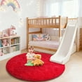 thumbnail image 4 of ASPILLOW Fluffy Shaggy Bedside Round Rug,Fuzzy Plush Indoor Floor Circular Carpet for Living Room Bedroom Kids Room Nursery,4ft Red, 4 of 8