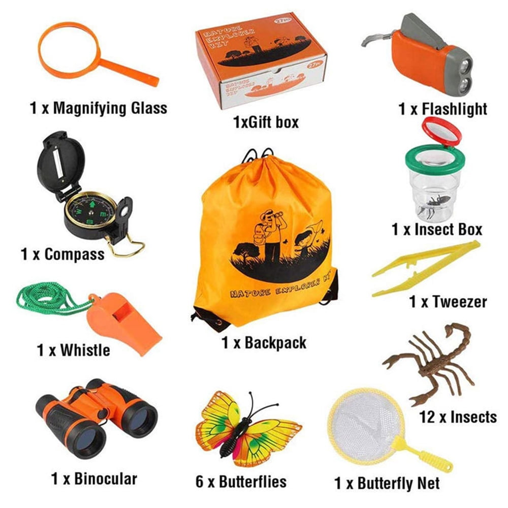 Kit Exploration Enfant 10-en-1 HA BIN - Attrape-Insectes Bois Avec Filet, Loupe & Accessoires Pour Découvrir La Nature
