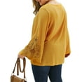 thumbnail image 3 of KVMeteor Women's Plus Size See Through Lace Stitching Blouse Tops, 3 of 3