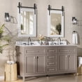 thumbnail image 4 of Hasipu 18"x26" Farmhouse Bathroom Mirror - White Rustic Wood Framed Wall Mounted Mirror, Vintage Vanity Mirror with Barn Door Style for Bathroom Living Room Decor, 4 of 7