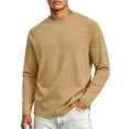 thumbnail image 2 of Mens Crewneck Sweatshirt Casual Long Sleeve Sweatshirts Fall Lightweight Quick Drying Classic Fit Workout T Shirts Khaki S, 2 of 4