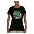 thumbnail image 2 of 1946 Vintage Ford Woody Chasing Waves Cars and Trucks Womens Graphic T-Shirt, Forest Green, Small, 2 of 3