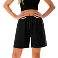 thumbnail image 5 of Aboser Women's Casual Shorts for Summer Wide Leg Cotton Shorts Loose Fits Elastic Waist Lounge Shorts Solid Color Beach Vacation Shorts with Pockets, 5 of 7