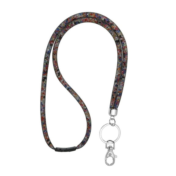 Uxcell Bling Keychain Lanyard Crystal Lanyard Keychain with Metal Clasp Black