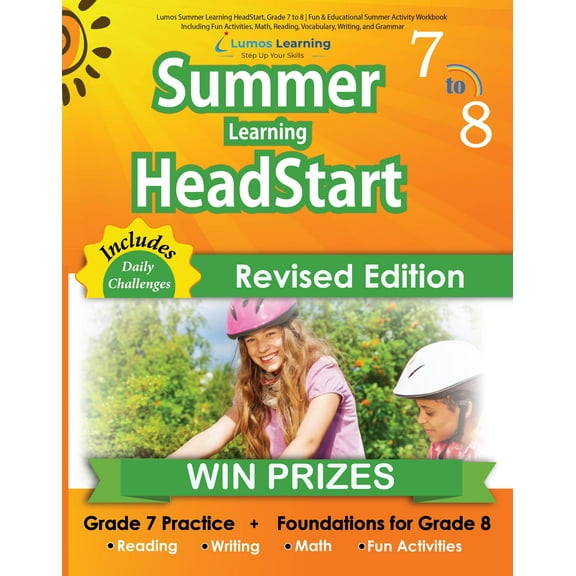 Lumos Summer Learning HeadStart, Grade 7 to 8 | Fun & Educational Summer Activity Workbook Including Fun Activities, Math, Reading, Vocabulary, Writing, and Grammar