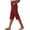Red, variant on cocolona Womens Summer Casual Beach Shorts Elastic Waist Straight Splited Wide Leg Knee Length Shorts with Pockets