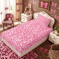 thumbnail image 5 of Meiyoeat Pastel Leopard Print Twin Sheets 3pcs, Pink Cheetah Print Bedding, Light Pink, 5 of 6