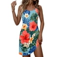 thumbnail image 2 of Summer Dresses for Women 2026 Beach Loose Casual A Line Dress Sleeveless V-Neck Sundress with Pockets Tropical Hawaiian Printed Royal Blue XL, 2 of 4