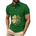 thumbnail image 2 of Handshe Men's St.Patrick's Day Print Button-Up Shirt, Casual Festive Wear for Holiday Parties and Daily Use, 2 of 5