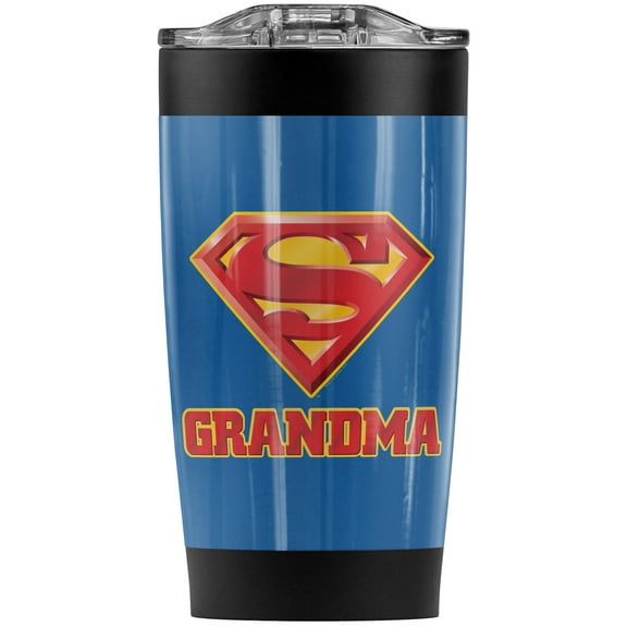 Superman Super Grandma Stainless Steel Tumbler 20 oz Coffee Travel Mug/Cup, Vacuum Insulated & Double Wall with Leakproof Sliding Lid | Great for Hot Drinks and Cold Beverages