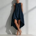 thumbnail image 5 of FRSASU Sleeveless Tank Dress for Women Round Neck Summer Solid Hem Flowy Vacation Casual Sundresses Blue, 5 of 5