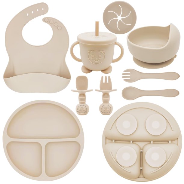 Set de alimentación para bebés Munlinder Silicone Baby Led Weaning Beige