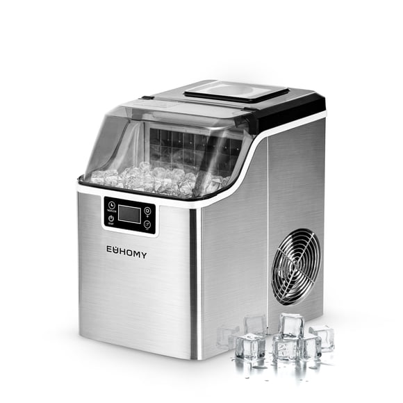 EUHOMY Maquina de Hielos para Casa,2 Tamaños de Hielo,20kg/Día,24 Cubos de Hielo en 13 minutos,Ice Maker Portátil Autolimpieza Fabrica de Hielos,Incluye Canasta y Cuchara, para Cocina,Oficina,Bar