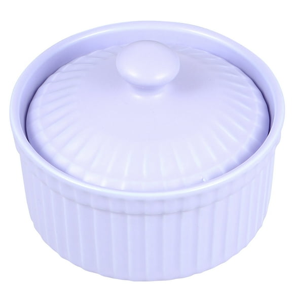 Shisuyan Ceramic Baking Bowl Heat Resistance Bowl Pudding Jelly Cup Dessert Small Bowl for Home Kitchen with Lid (Purple)