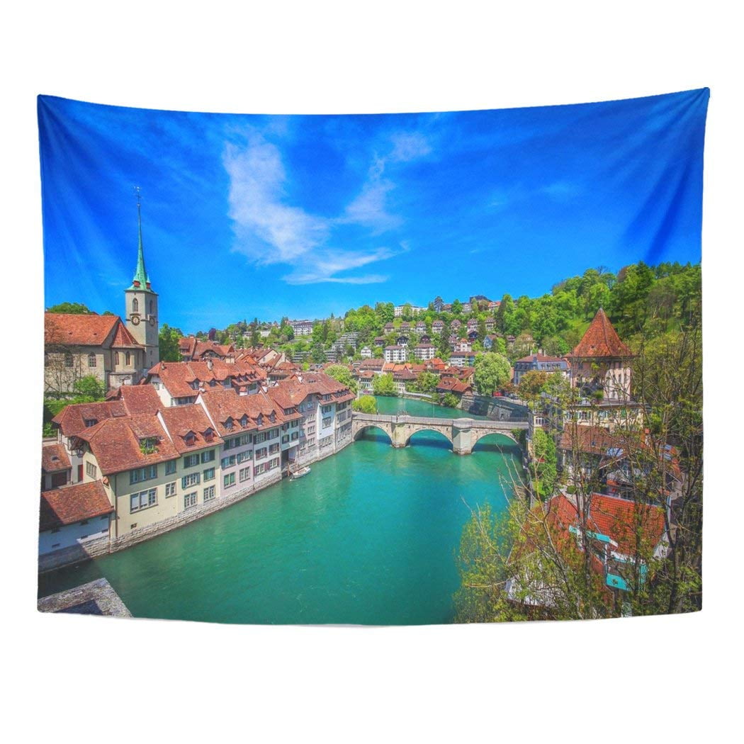 Zealgned Blue Bern World Treasure City Berne Switzerland Green Old Town Famous Wall Art Hanging Tapestry Home Decor For Living Room Bedroom Dorm 60x80 Inch Walmart Com Walmart Com