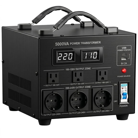Step Up Down Voltage Transformer, 5000W Heavy Duty Converter for 110V 220V Power with USB Port