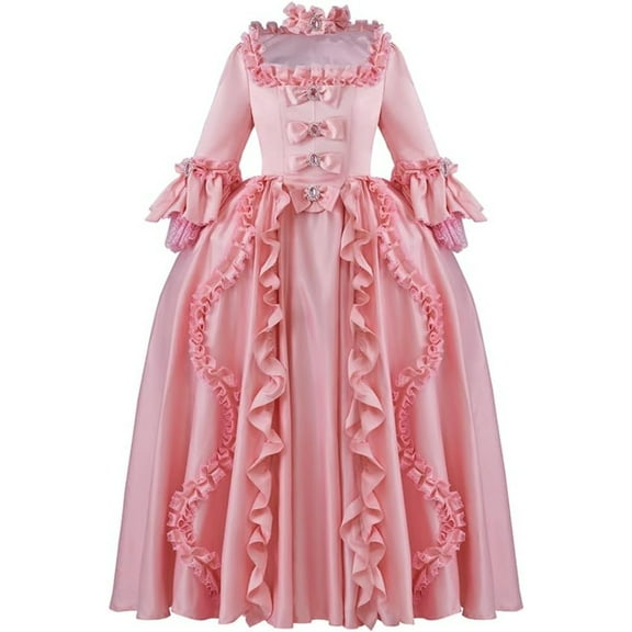 Women Rococo Costume Marie Antoinette Pink Princess Dress Court Ball Gown