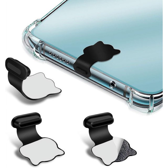 Paquete de 3 tapones antipolvo de silicona para gatos para puerto USB C para teléfonos móviles y teléfonos inteligentes