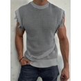 thumbnail image 6 of Men'S Crochet Knit Sleeveless Mesh Tank Top Gray M, 6 of 7