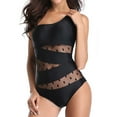 thumbnail image 4 of TrendVibe365 Cute Bathing Suits for Women Black One Piece Swimsuits Thong One Shoulder Solid Swimwear Beachwear 2XL, 4 of 4