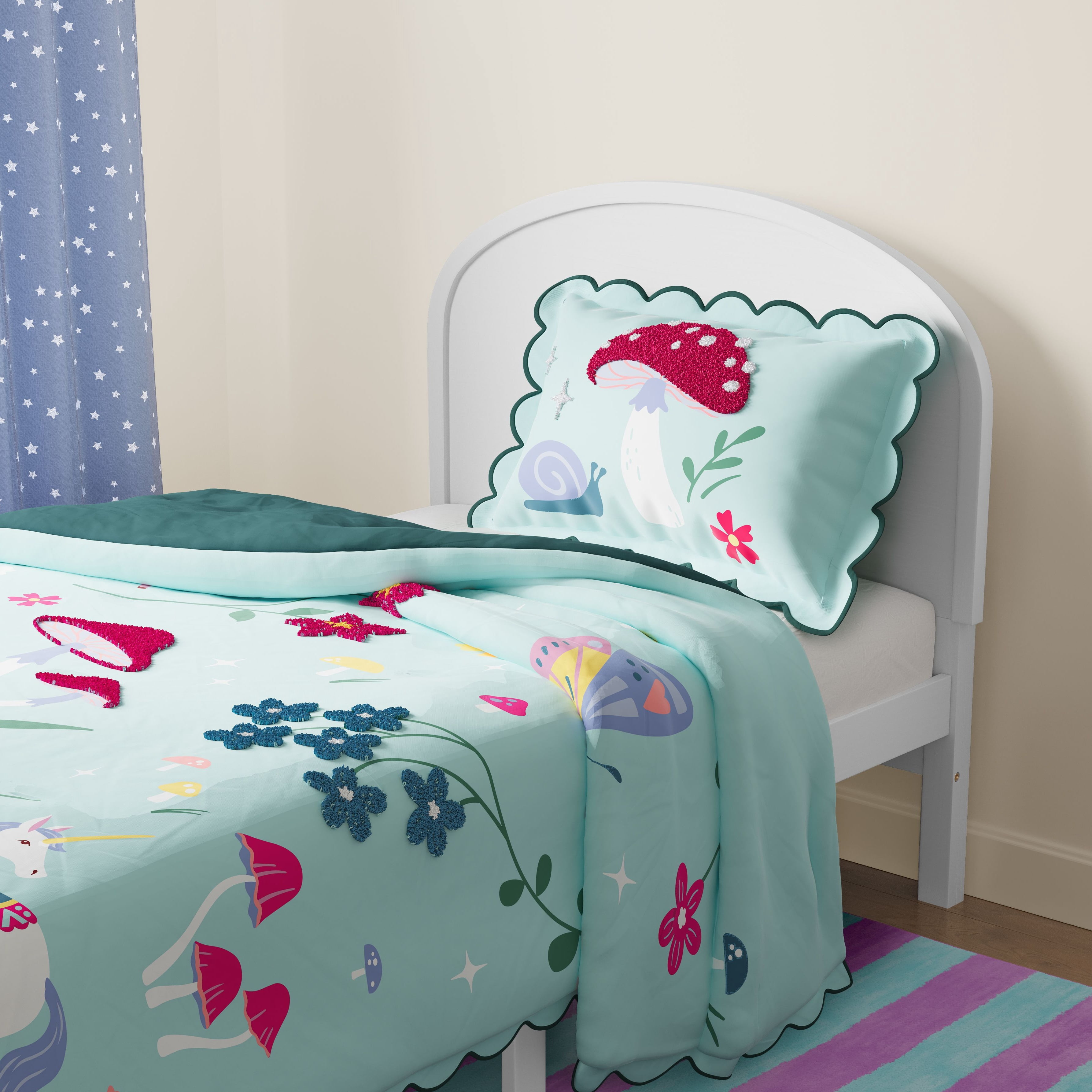 Mainstays Kids Textured Fairy Garden Comforter Set, Twin, 2 Pieces