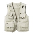 thumbnail image 2 of WIZUTIZ Men's Lightweight Multi-Pocket Vest - Solid Color Breathable Waistcoat for Fishing, Hiking Casual Wear, 2 of 5