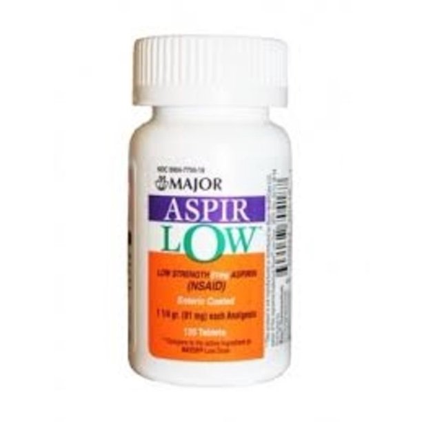 Major AspirLow Low Strength Aspirin Tablets, 81 mg, 120 Count
