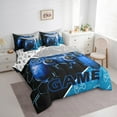 thumbnail image 3 of Feelyou Video Gamer Boy Twin Bedding Sets 7-Piece, Blue Gamepad Modern Gaming Bedding Comforter Set, Honeycomb Abstract Reversible Sheet Sets, Lightweight Room Decor, 3 of 7
