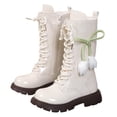 thumbnail image 4 of LYHao Fashion Autumn Children Girls Sports Shoes Flat Thick Bottom Non Slip Easy To Wear PU Upper Comfortable Boots ,Girls Boots Sizes 13.5 White(8-9 Years), 4 of 6