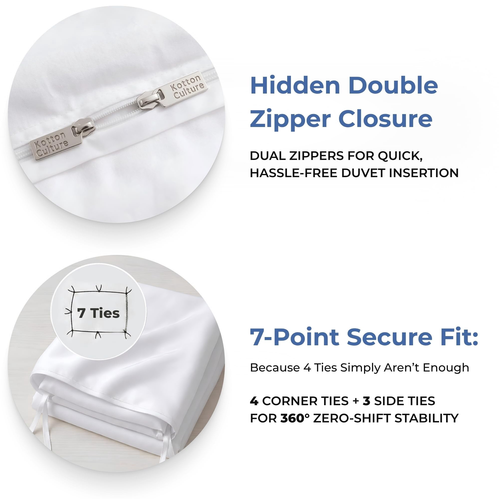 Kotton Culture 1 Pc Queen Size Duvet Cover Only -100% Egyptian Cotton 600 TC Ultra Soft Premium Durable Comforter Cover Zipper Closure & Corner Ties (Speared White, Queen/Full 90" X 90")