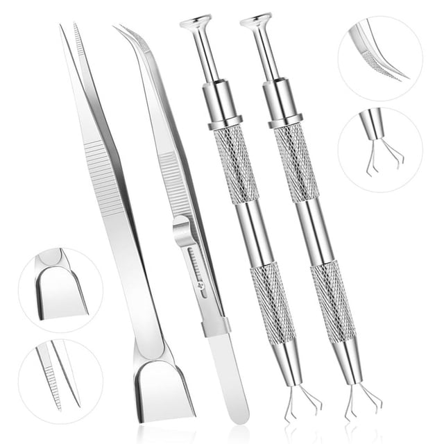 4 Piezas de Herramientas para Decorar Pasteles, Juego de 4 Garras para Espolvorear y Agarrar Perlas, de Acero Inoxidable