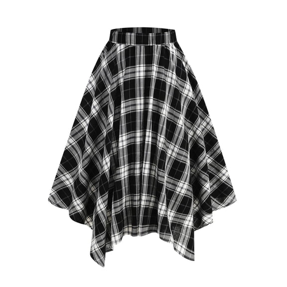 Busydd Plaid Skirts for Women Fashion Elastic Waist Women's Skirts Comfortable Flowy Midi Skirts for Women XL