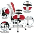 thumbnail image 6 of Flash Furniture Mid-Back Red Mesh Multifunction Executive Swivel Ergonomic Office Chair with Adjustable Arms and White Frame, 6 of 15