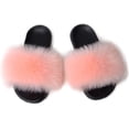thumbnail image 1 of Women Fur Slides Sandal with Soft Furry Faux Fox Fur Lovely House Outdoor Slippers for Ladies Multicolor, 1 of 3