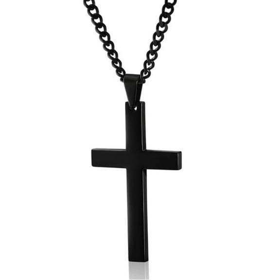 ddioayh Fashion Unisex's Black Pendant Necklace,Mens Necklaces Jewelry,Black Stainless Steel Necklace,Cross Pendant Necklace,Jewelry Gift