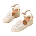 thumbnail image 4 of Rokment Boho Braided Sunflower Espadrilles Wedges Dress Sandals for Women Beach Summer Vacation Casual Crochet Closed Toe Platform High Heels White Size6, 4 of 5