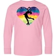thumbnail image 3 of Inktastic Ice Skating Watercolor Heart Girls Long Sleeve Youth T-Shirt, 3 of 5