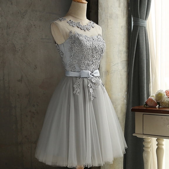Raindrops Lace Junior Bridesmaid Dress in Dark Grey for Weddings, Parties, and Special Occasions