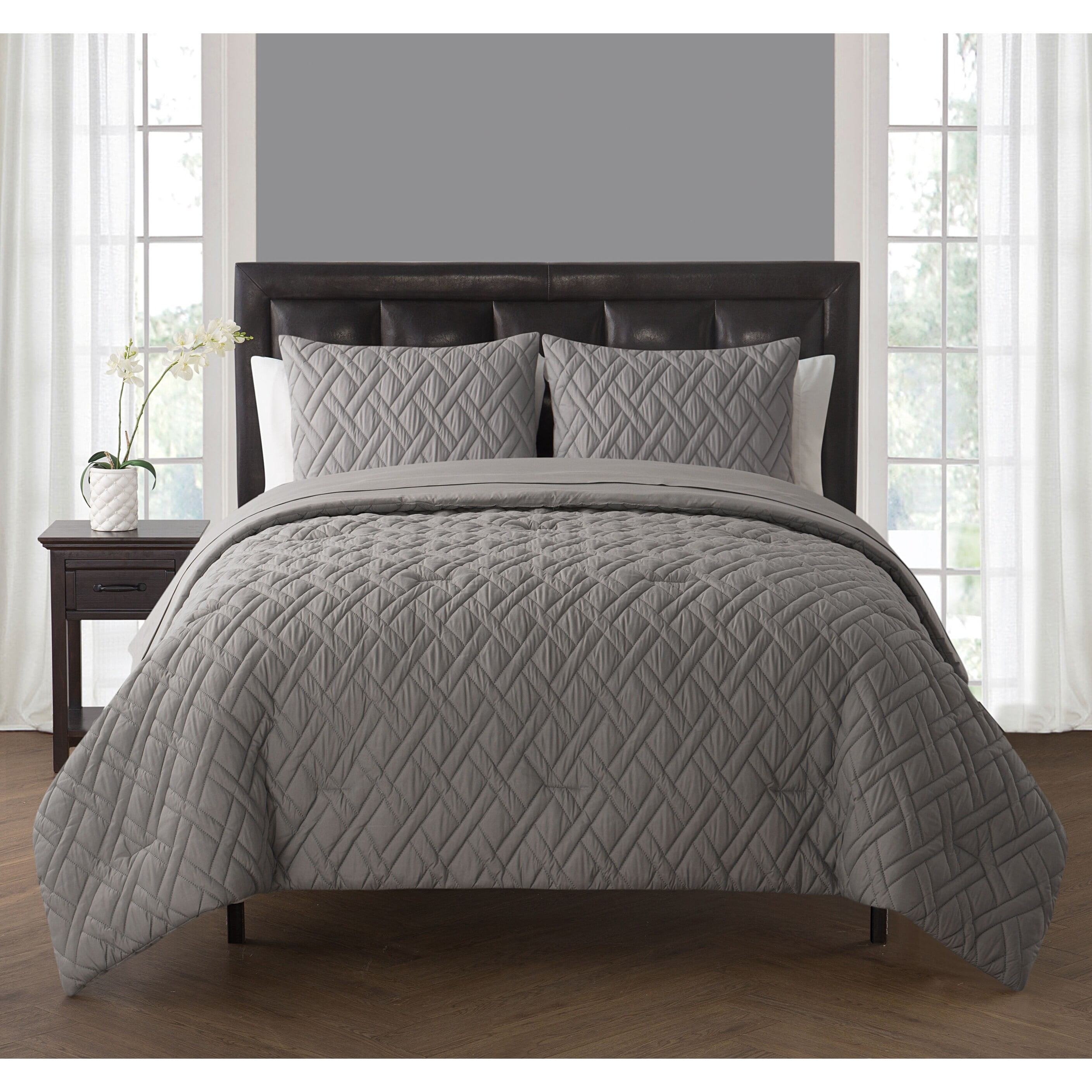 VCNY Lattice Embossed Duvet Set Grey Twin Twin XL 2 Piece Walmart