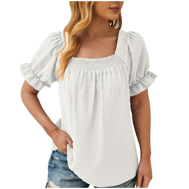 Birdeem Blouses pour Femmes Mode Décontractée Confortable Unie Manches Courtes Haut Blouse T-Shirt