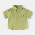 thumbnail image 2 of HCNTES Boys Dress Shirts Short Sleeve Button Down Shirt Summer Beach Shirts for Kids(Green,4-5 Years), 2 of 4