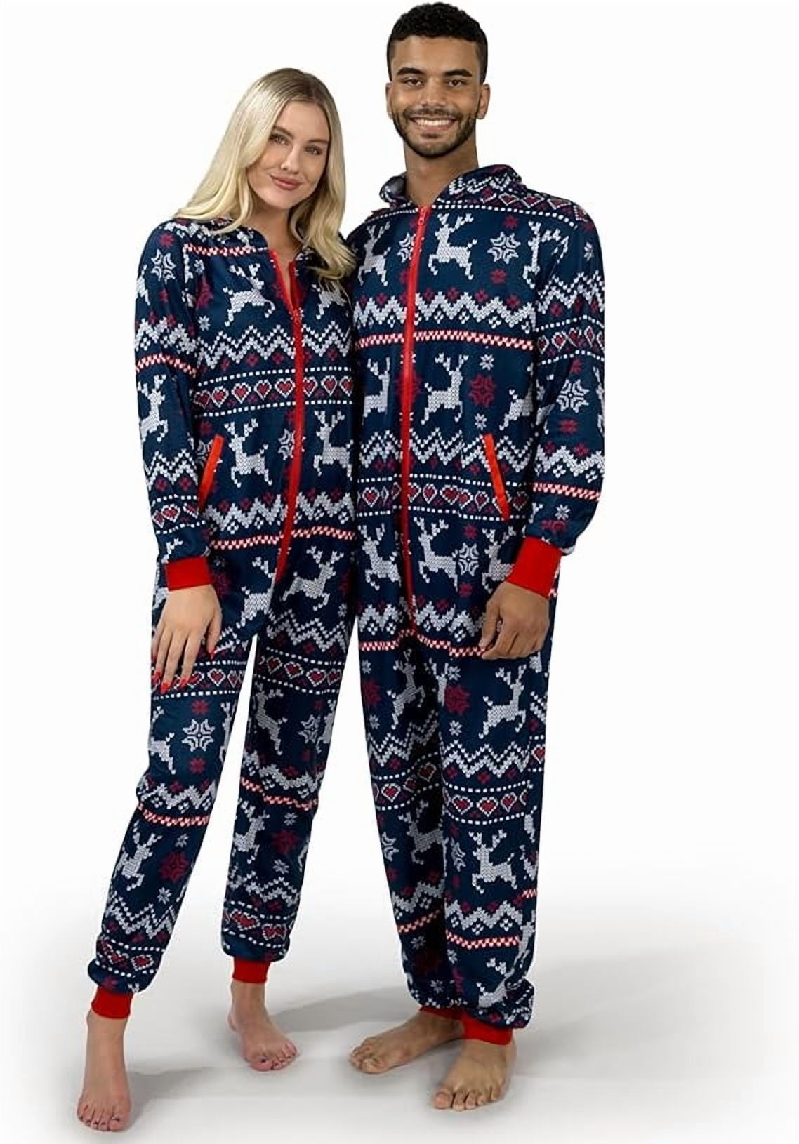 Joyfy Women's Christmas Pajamas, Adult Fleece Plaid Hoodie Full Zip Women's Pajamas, Women's Holiday Pajamas