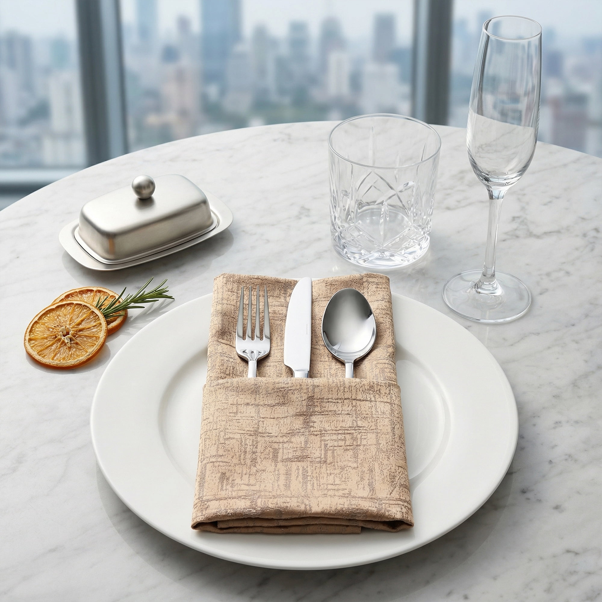 Unique Bargains 6Pcs Satin Washable Reusable Cloth Napkins Brown 20x20inch