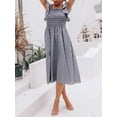 thumbnail image 4 of Vestido Miessial, vestido midi de lino de verano, cuello cuadrado, gris para mujer, 4 of 5