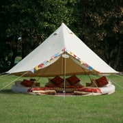 Latourreg Outdoor Glamping Waterproof Cotton Canvas 13.1ft(4Meter) Bell Tent with Side-Wall Stove Jack Glamping Yurt Tent with Mesh Screen Door and Windows