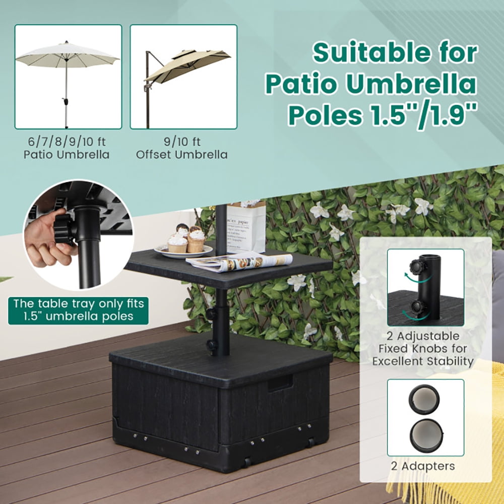 Aimee Lii 175 lbs Outdoor Fillable Umbrella Base with Table Tray, Umbrella Stand Outdoor Base