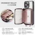 thumbnail image 3 of Ancove for iPhone 13 Pro Max Wallet Case with Detachable Shoulder Strap & Wrist Strap,PU Leather RFID Blocking Card Slots Kickstand Zipper Purse Crossbody Case Cover for ,Rosegold, 3 of 6